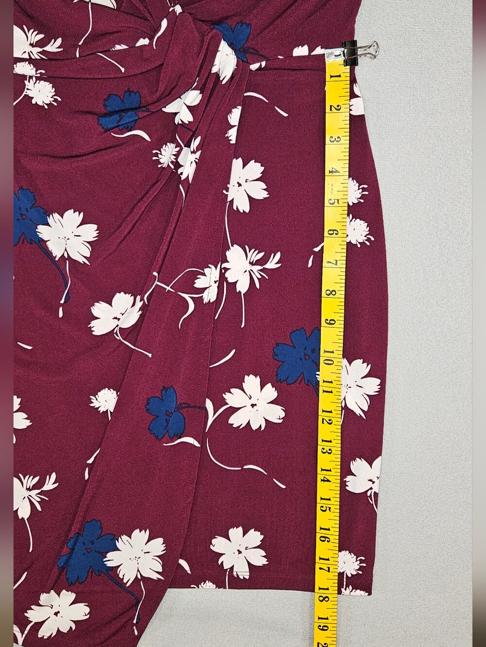 Banana Republic Women's XXSP Burgundy Floral Twist-Front Asymmetrical Dress - Picture 11 of 11